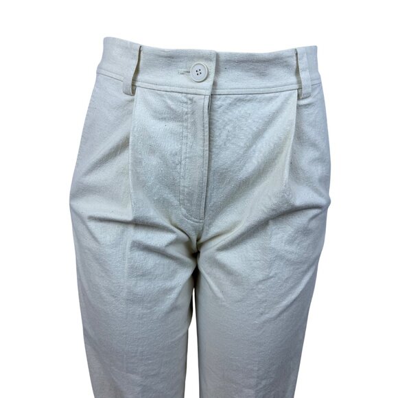 Cos Womens Cream Lyocell & Linen High-Waisted Straight-Leg Pants Size 2 - Picture 4 of 9